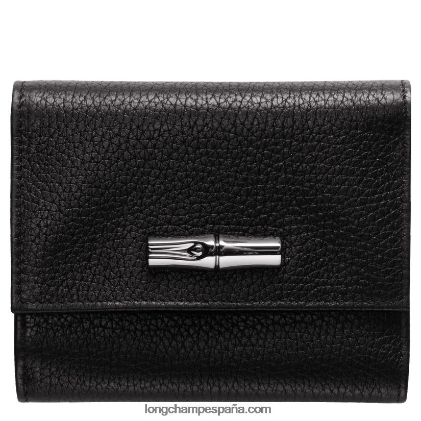 cartera compacta roseau esencial mujer negro 642B88568 Longchamp